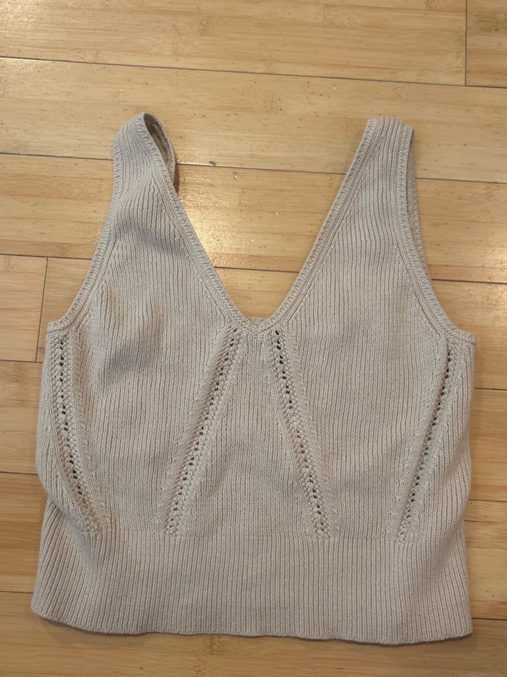 Banana Republic Cream Cable-Knit V-Neck Tank